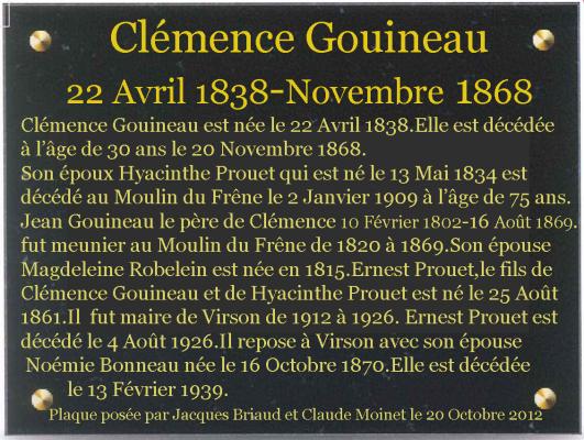 Plaque clemence gouineau 1838 1868