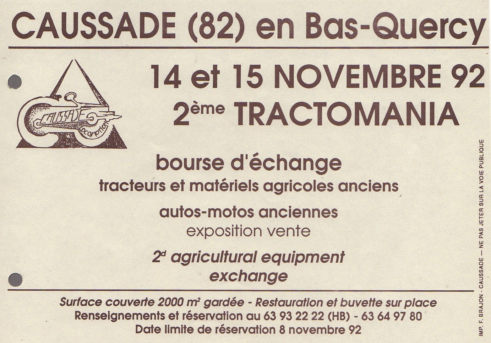 Tractomania caussade 14 nov 1992 affiche